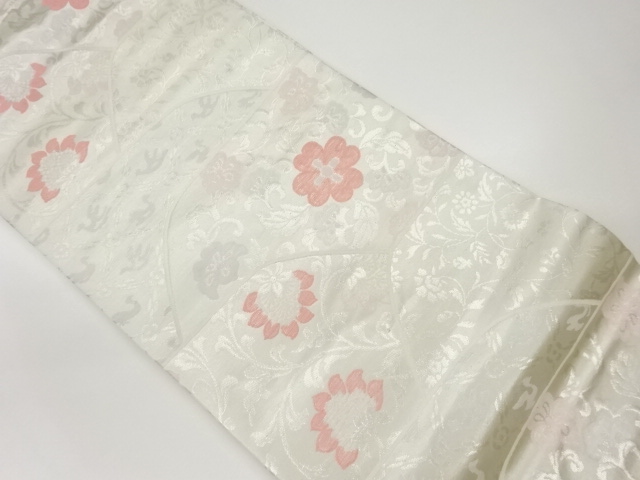 JAPANESE KIMONO / VINTAGE NAGOYA OBI / WOVEN FLOWER ARABESQUE